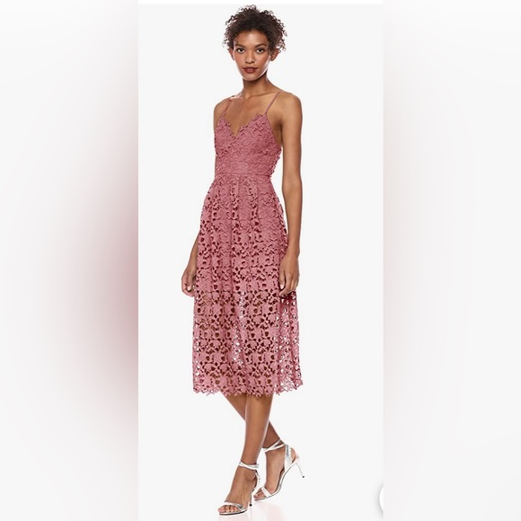 Astr Dresses & Skirts - Astr The Label | Lace A-Line Midi Dress Pink Mauve Size L